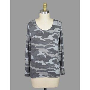 BRAND BAZAR MADE IN ITALY CAMO PRINT METALLIC TOP